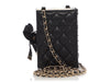 Chanel Black Part-Quilted Lambskin Book Card Holder With Chain