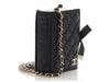 Chanel Black Part-Quilted Lambskin Book Card Holder With Chain