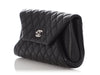 Chanel Black Part-Quilted Lambskin Fold Up Again Clutch