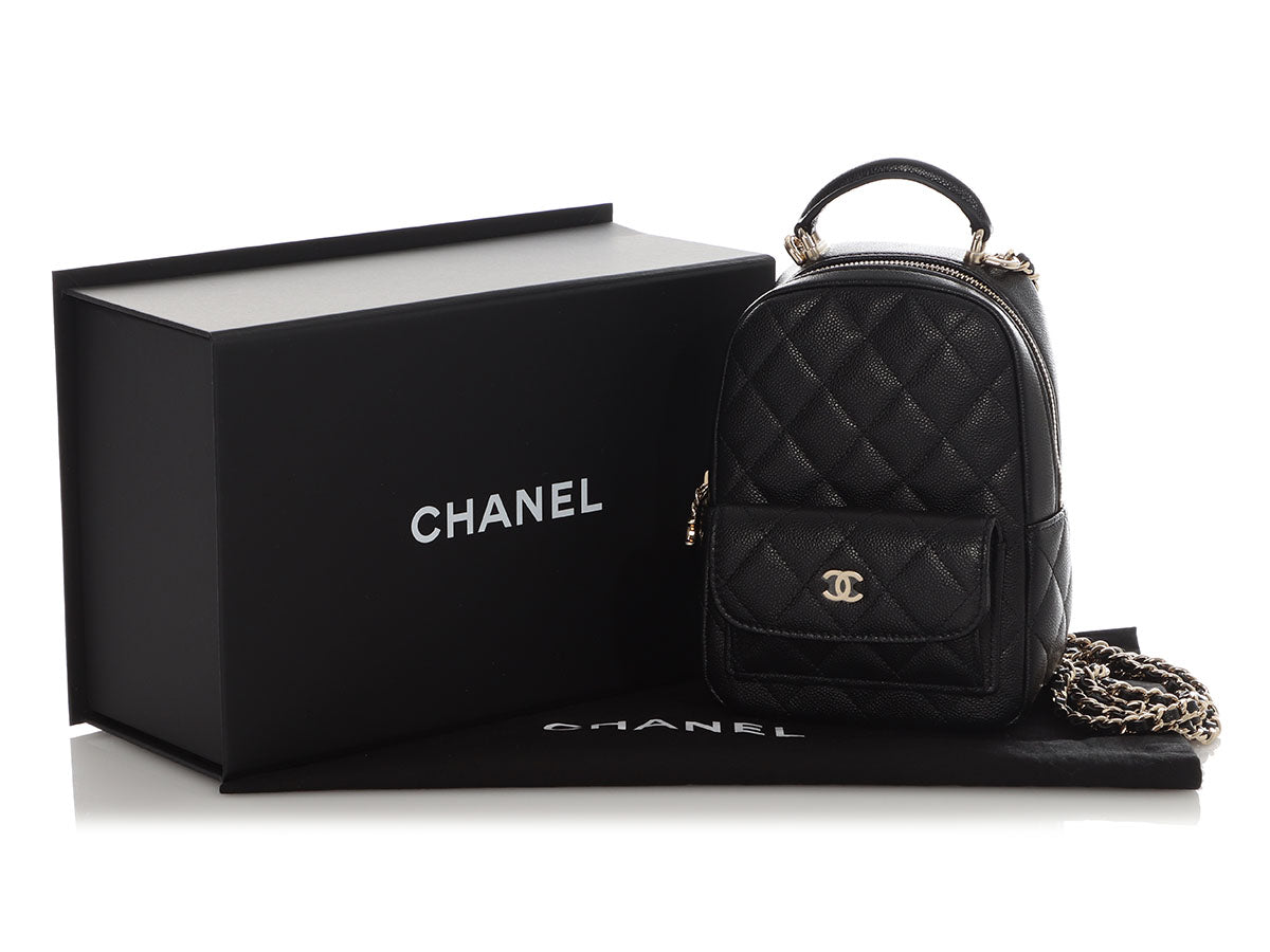chanel mini backpack 2019 Chanel Mini Black Quilted Caviar Classic Backpack