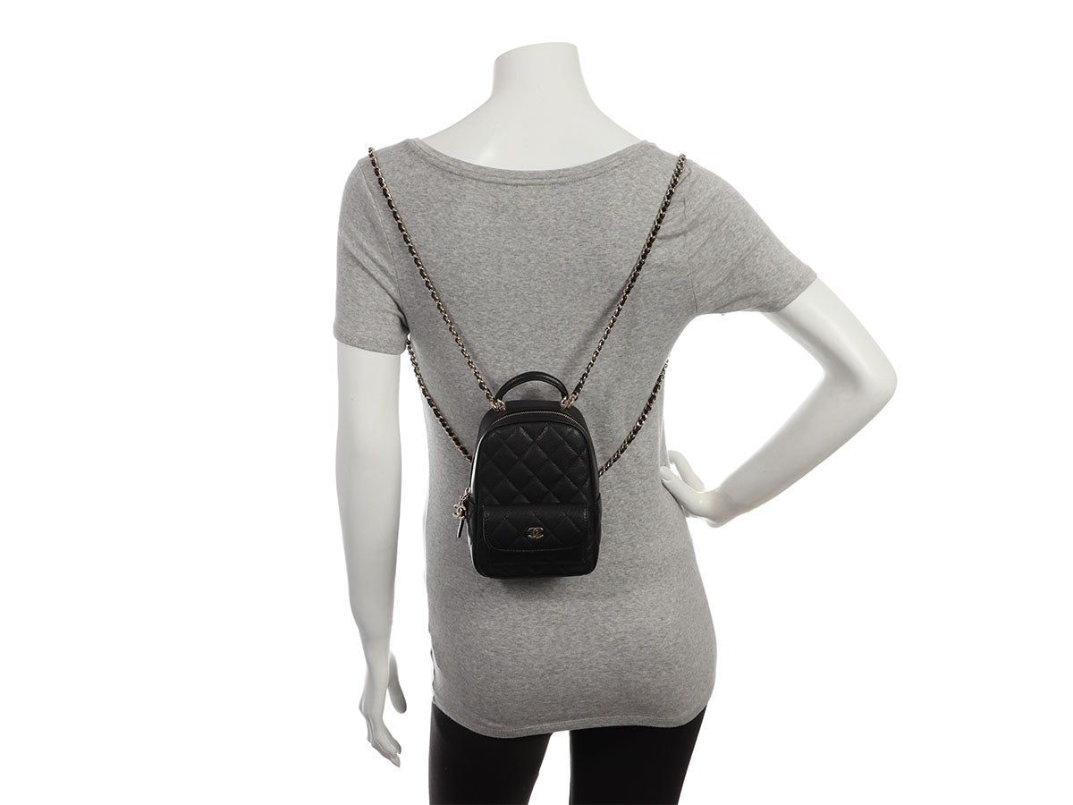 chanel quilted mini backpack Chanel Mini Black Quilted Caviar Classic Backpack