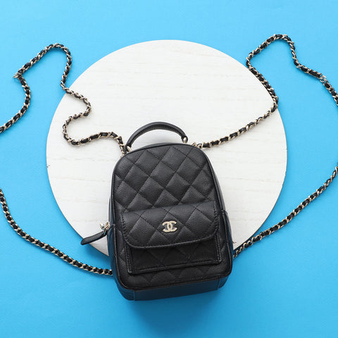 Chanel Mini Black Quilted Caviar Classic Backpack