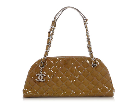 Chanel Medium Olive Green Quilted Patent Just Mademoiselle Bowler