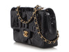 Chanel Vintage Black Perforated Patent Camellia Flap