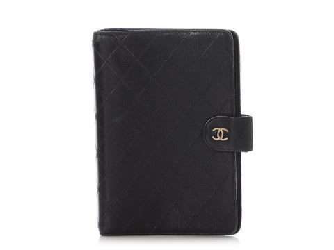 Chanel Vintage Black Quilted Caviar Agenda