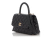 Chanel Small Black Quilted Caviar Coco Top Handle