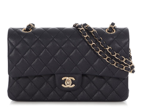Chanel Medium/Large Navy Quilted Caviar Classic Double Flap