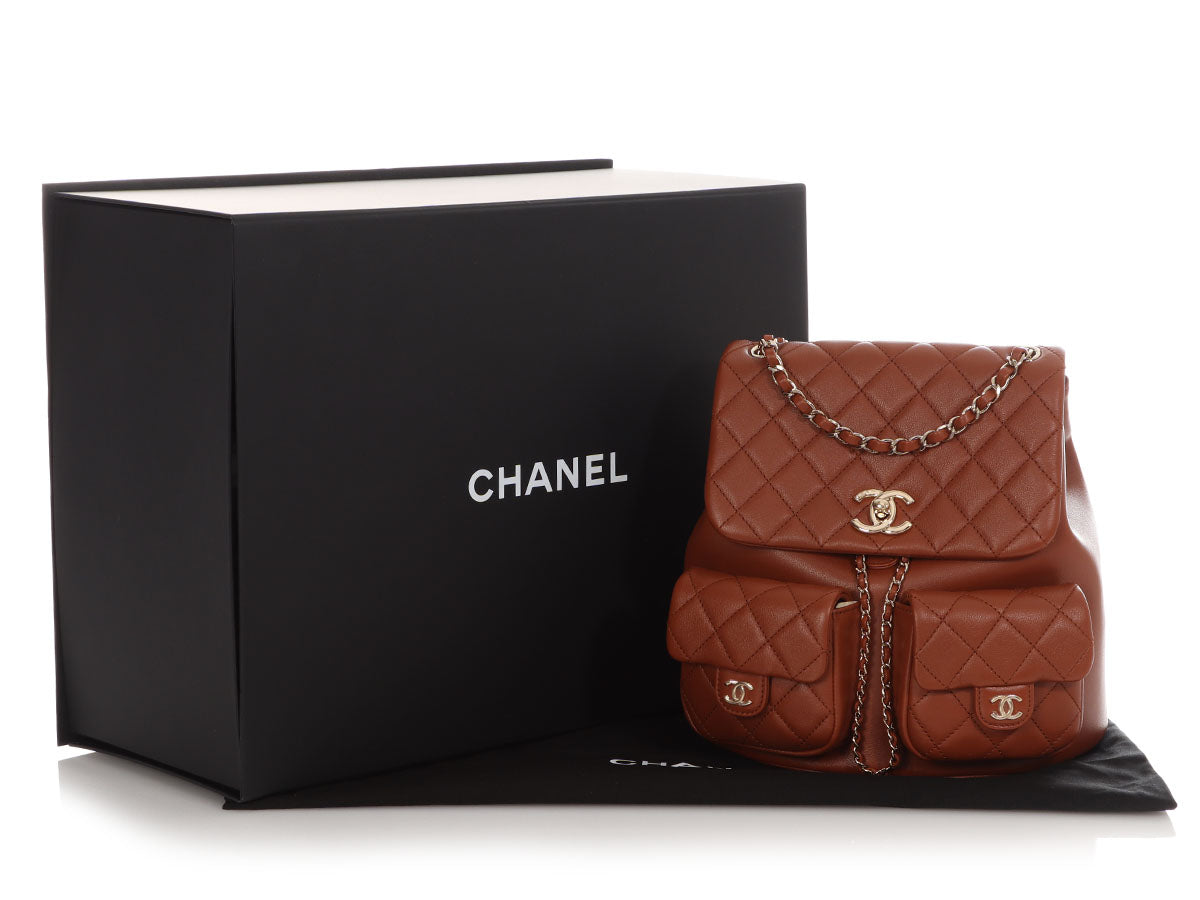 Chanel Medium Light Brown Quilted Grained Calfskin Duma Pockets Backpa