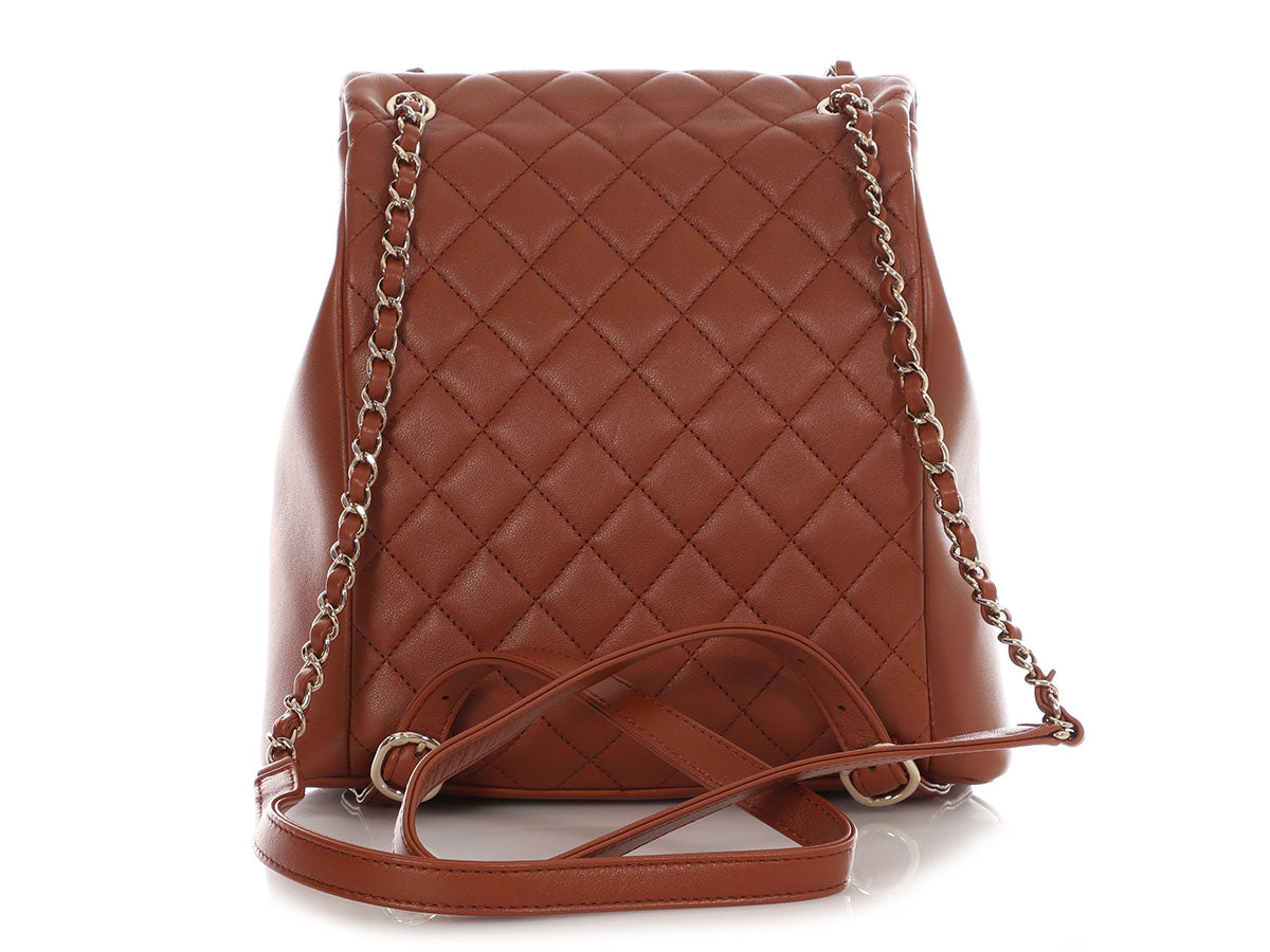 chanel brown leather backpack Chanel Medium Light Brown Quilted Grained Calfskin Duma Pockets Backpa