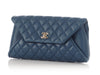 Chanel Blue Quilted Lambskin Fold Up Again Clutch
