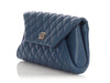 Chanel Blue Quilted Lambskin Fold Up Again Clutch