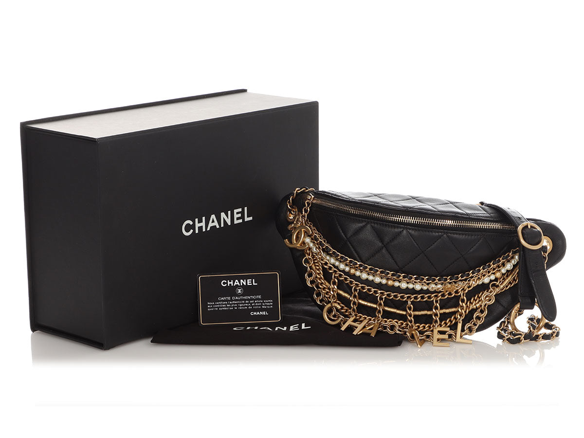 Chanel Black Quilted Lambskin Paris-New York All About Chains Bumbag Chanel Black Quilted Lambskin Paris-New York All About Chains Bumbag