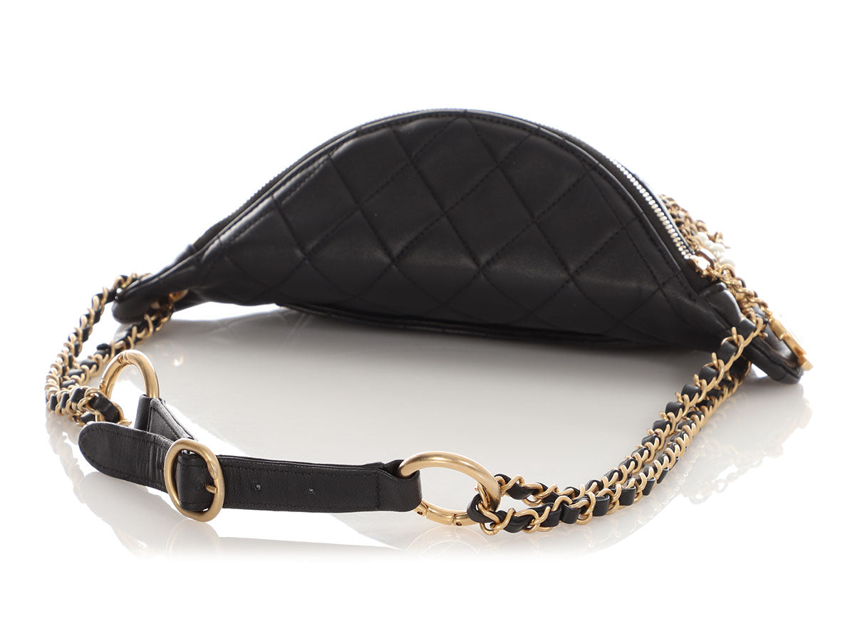 Chanel Black Quilted Lambskin Paris-New York All About Chains Bumbag Chanel Black Quilted Lambskin Paris-New York All About Chains Bumbag