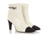 Chanel White Crinkled Patent Capped Toe Booties
