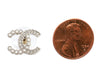 Chanel Crystal and Pearl Logo Pierced Earrings