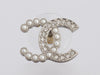 Chanel Crystal and Pearl Logo Pierced Earrings