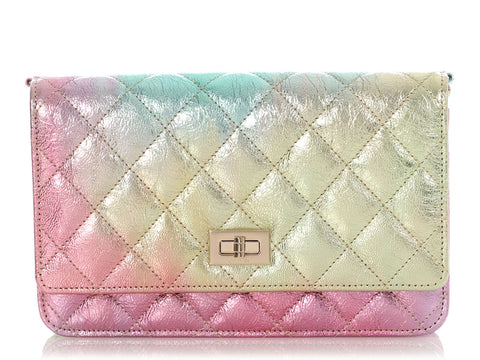 Chanel Rainbow Quilted Goatskin Reissue Wallet on Chain WOC