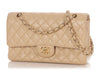 Chanel Medium/Large Light Beige Quilted Caviar Classic Double Flap