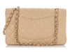 Chanel Medium/Large Light Beige Quilted Caviar Classic Double Flap