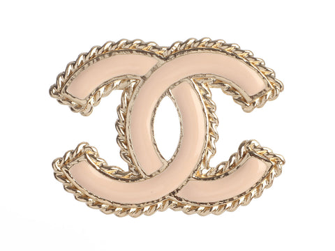 Chanel Medium Light Pink Enamel CC Brooch