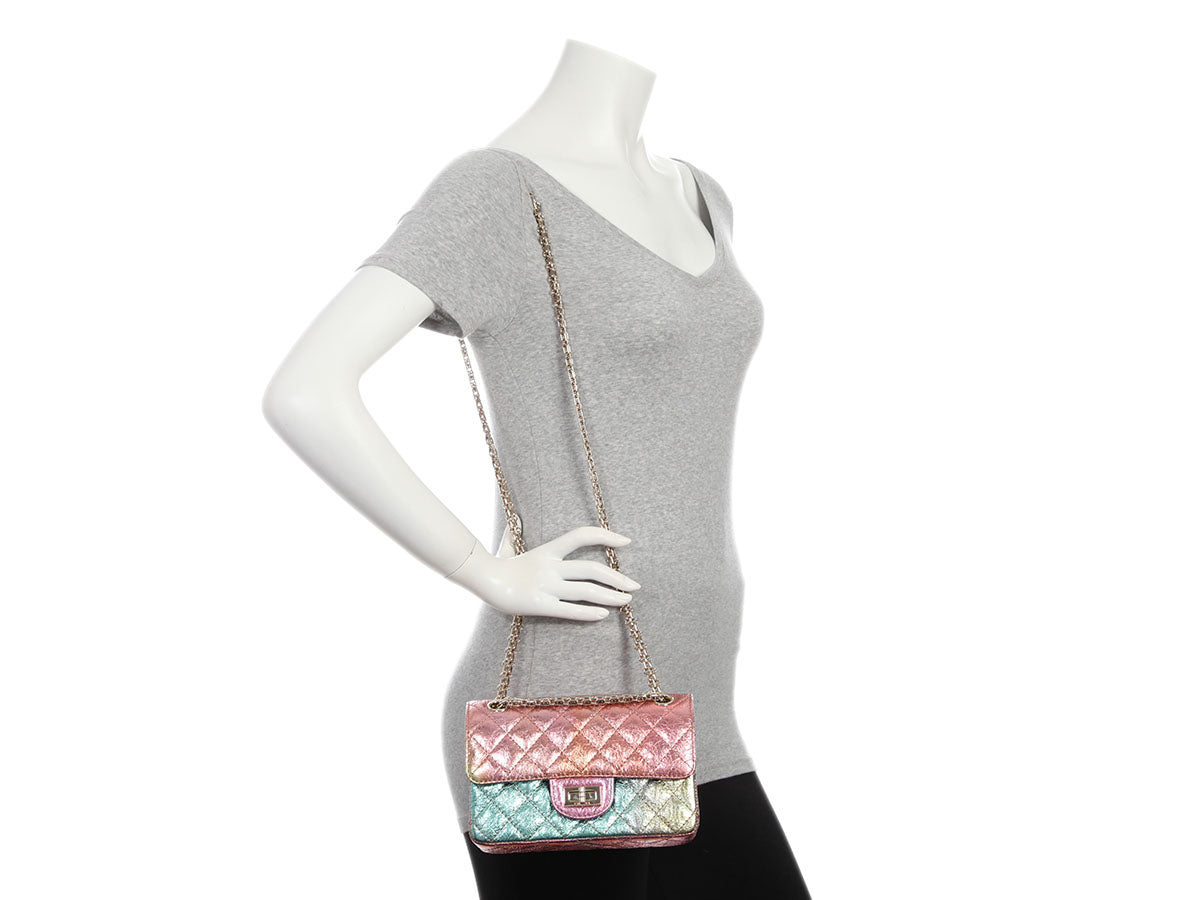 Chanel Mini Rainbow Quilted Metallic Calfskin Reissue