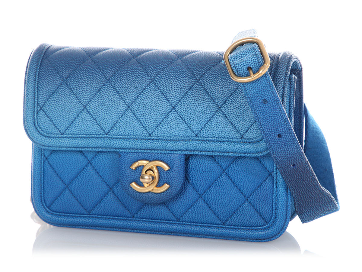 Chanel Blue Ombre Quilted Caviar Sunset on the Sea Waist Bag