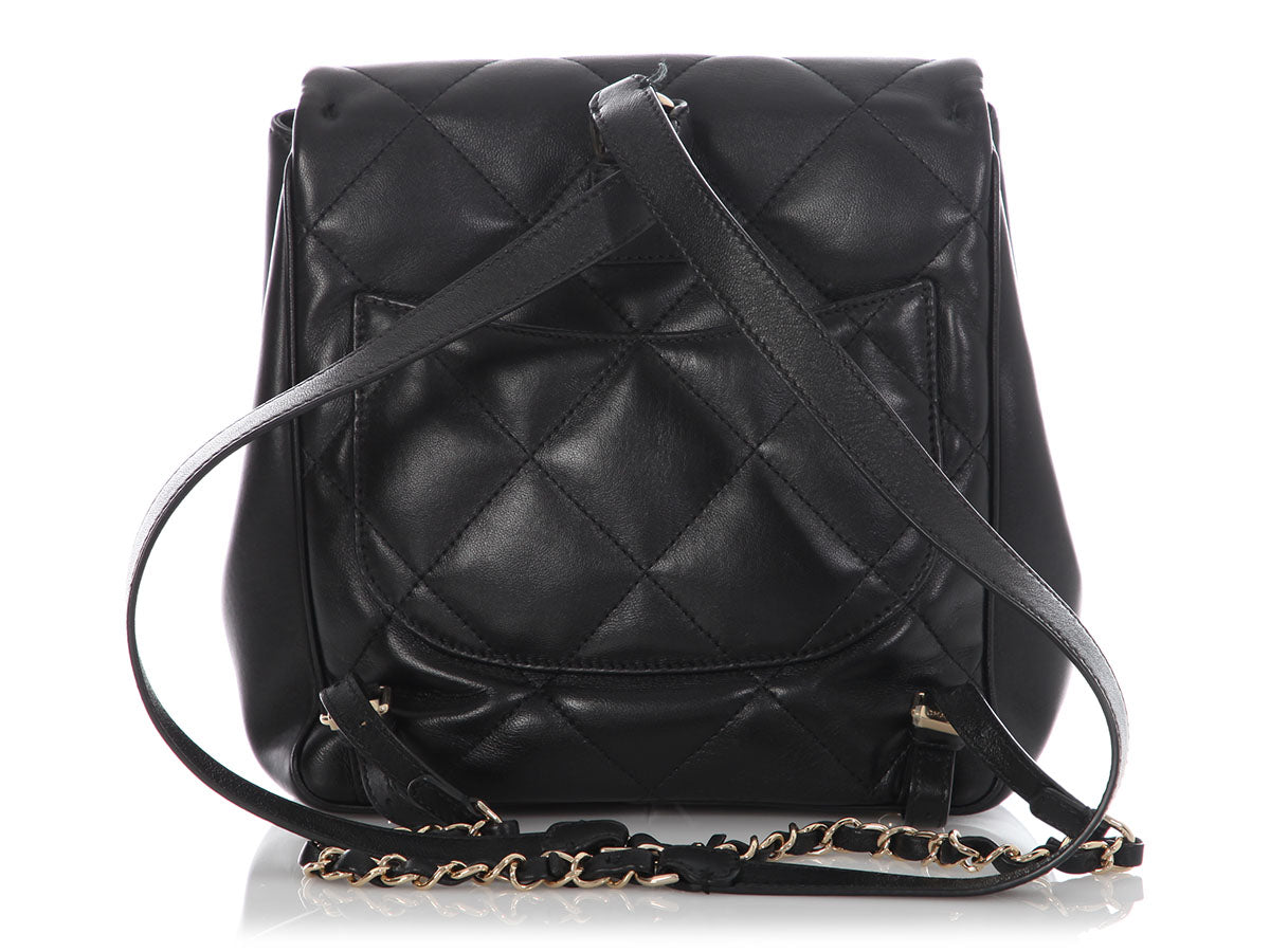 chanel vintage leather quilted backpack Chanel Small Black Quilted Calfskin Backpack