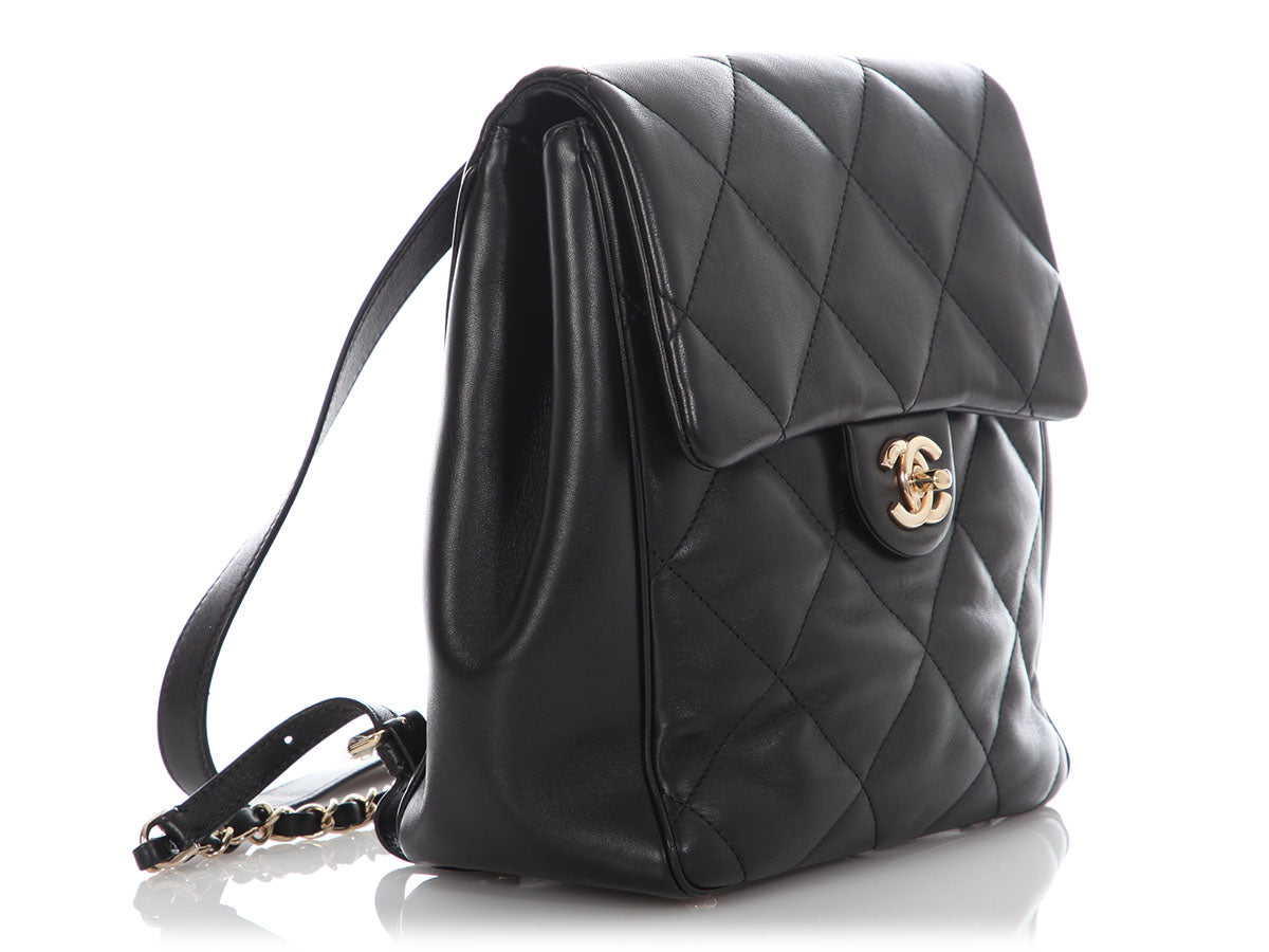 chanel black quilted leather backpack Chanel Small Black Quilted Calfskin Backpack