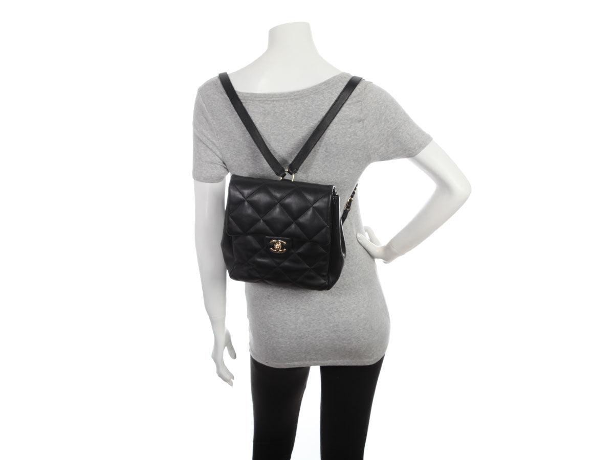 chanel mini leather backpack Chanel Small Black Quilted Calfskin Backpack