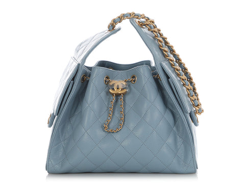 Chanel Small Blue Quilted Caviar 25 Bag