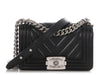 Chanel Small Black Chevron-Quilted Caviar Boy Bag