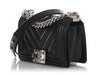 Chanel Small Black Chevron-Quilted Caviar Boy Bag