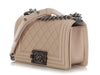 Chanel Small Beige Quilted Caviar Boy Bag