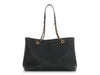 Chanel Black Aged Calfskin Chevron-Quilted Tote
