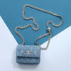 Chanel Mini Camellia Denim Sweetheart Clutch with Chain