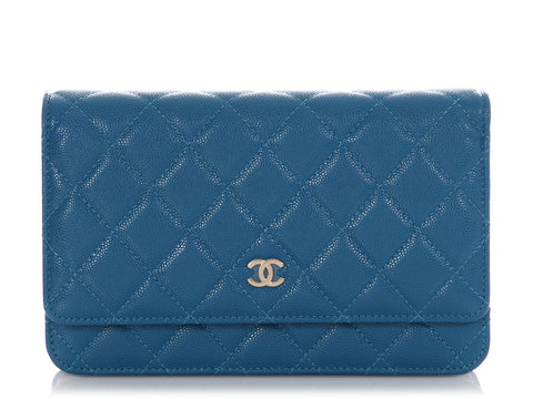 Chanel Blue Quilted Caviar Wallet on Chain WOC