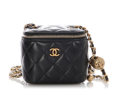 Chanel Mini Black Lambskin Pearl Crush Vanity Crossbody