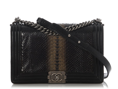 Chanel Large Black Ombre Python Boy Bag