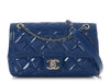 Chanel Small Blue Quilted Patent Coco Shine Flap