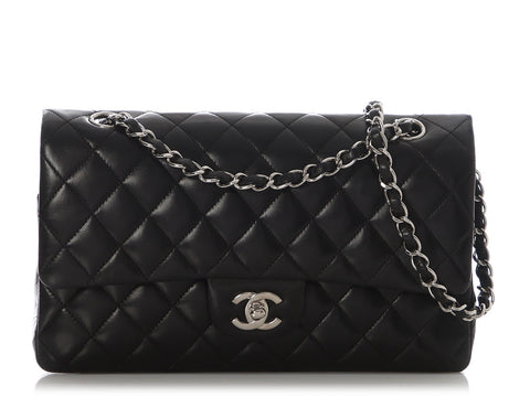 Chanel Medium/Large Black Quilted Lambskin Classic Double Flap