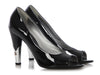 Chanel Black Patent Peep-Toe Pumps
