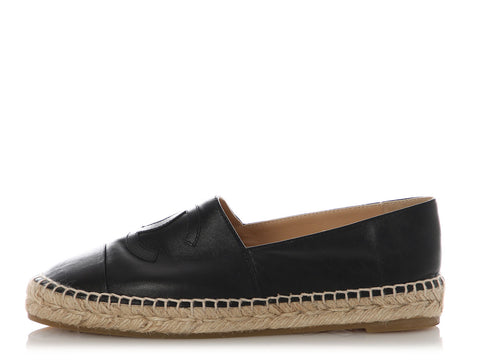 Chanel Black Lambskin Espadrilles