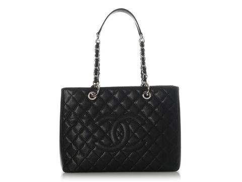 Chanel Black Quilted Caviar Grand Shopping Tote GST