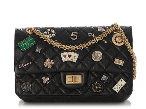 Chanel Black Quilted Aged Calfskin Casino Charms Reissue 225