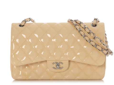 Chanel Jumbo Yellow and Light Pink Quilted Patent Classic Double Flap