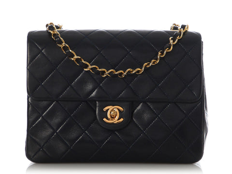 Chanel Vintage Mini Navy Quilted Lambskin Classic