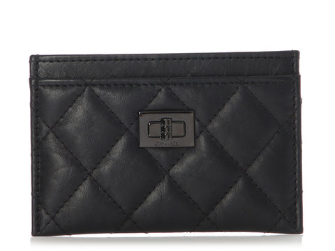 Chanel So Black Quilted Aged Calfskin Reissue Card Case