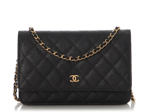Chanel Black Quilted Caviar Wallet on Chain WOC