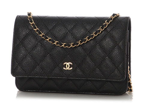 Chanel Black Quilted Caviar Wallet on Chain WOC