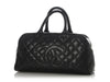 Chanel Vintage Black Quilted Caviar Bowler
